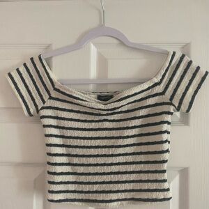 Striped Off-Shoulder Crop Top
